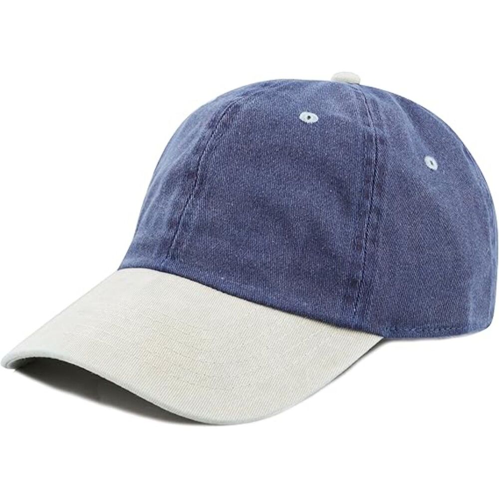 Unisex Navy & Putty 100% Cotton Pigment Adjustable Size Baseball Six Panel Cap